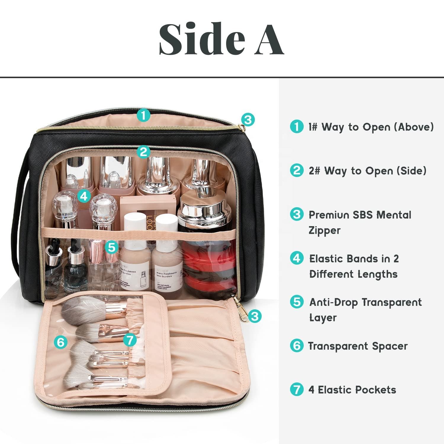 Langlebige Kosmetiktasche mit benutzerdefiniertem Logo, Make-up-Aufbewahrungstasche, großer Raum, Organizer, Kosmetiktasche, Make-up-Tasche
