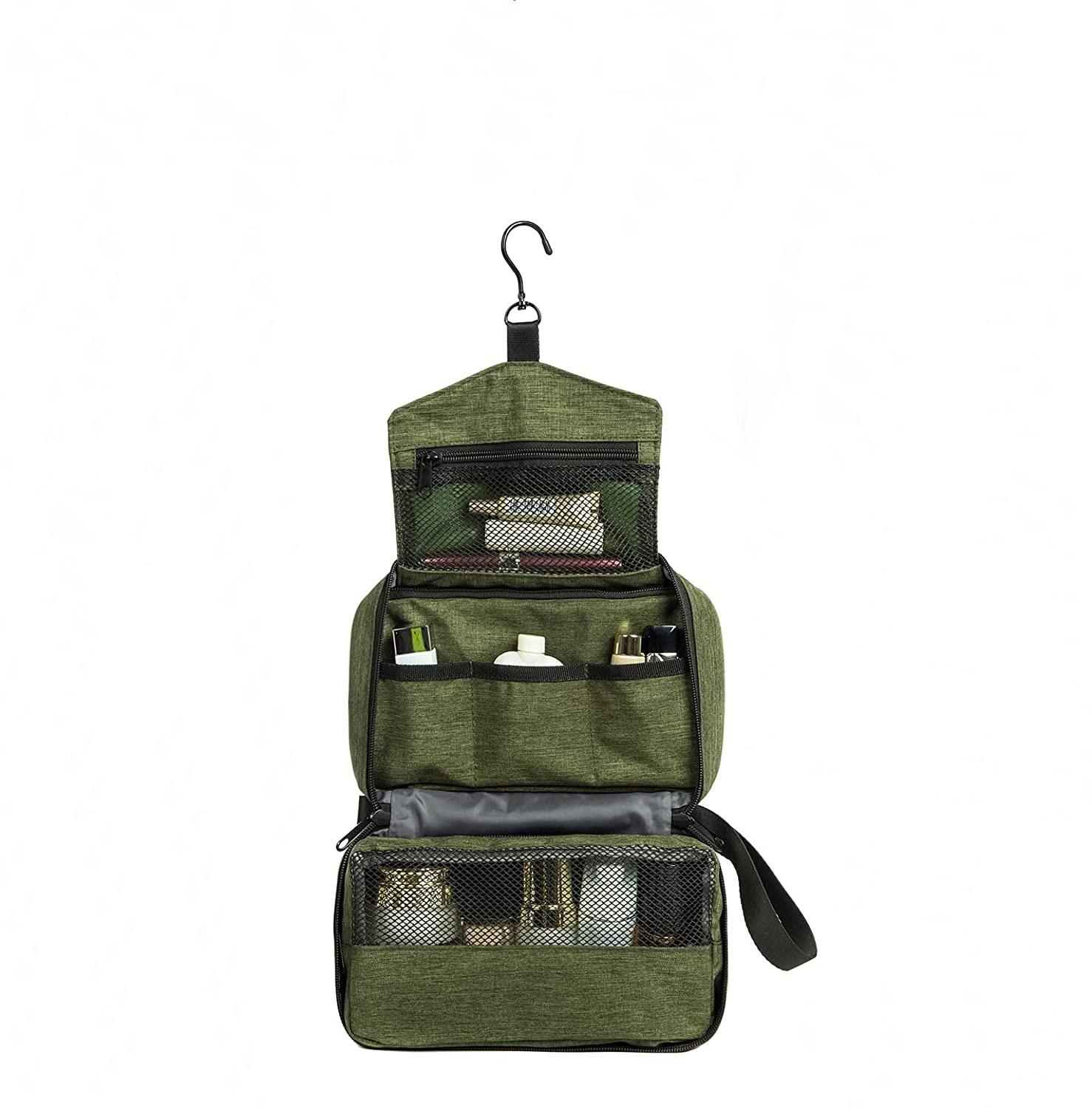 Grüner Unisex-Reise-Oxford-Stoff, faltbarer Make-up-Reißverschlussbeutel, Kosmetiktasche, Kulturbeutel mit Haken zum Aufhängen