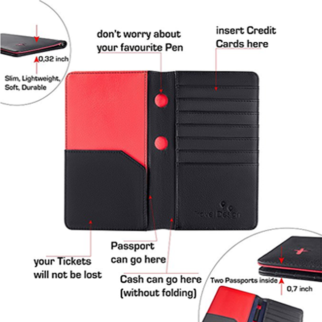PU-Leder-Männer-Frauen-Karten-Geldbörse Reisepass-Etui RFID-blockierender Reisepass-Halter Reise-Visitenkarten-Halter