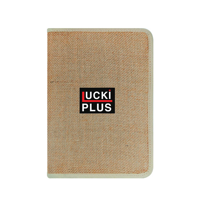 Family Custom Logo Zipper Eco Jute Travel Card Wallet Reisepasshülle für Damen, Herren mit Gepäckanhänger