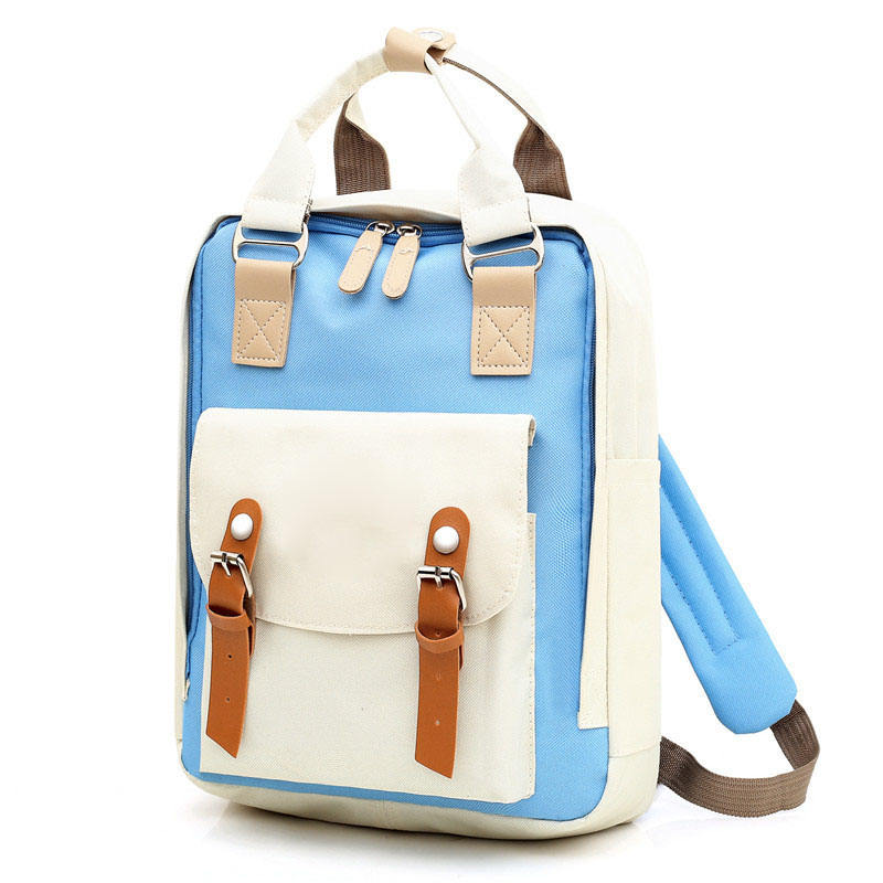 Mehrfarbiger Highschool-Rucksack für Mädchen, Teenager, Student, verstaubarer Tagesrucksack, lässiger Rucksack für Studenten mit Reißverschlusstasche auf der Rückseite