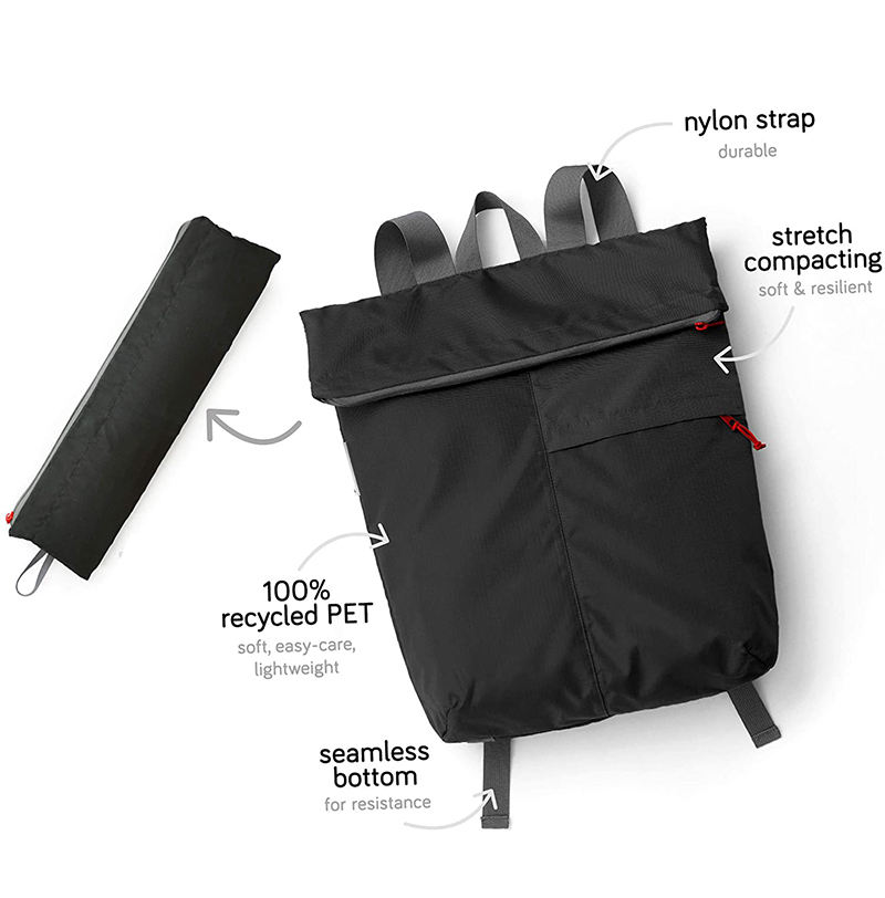 Promotion Recycelte Plastikflasche RPET Faltbarer Wanderrucksack Ultraleichter faltbarer Rucksack Packbarer Tagesrucksack
