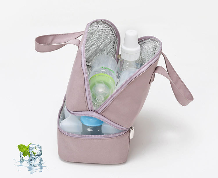 Benutzerdefiniertes Logo Atmungsaktive, doppellagige, leicht zu tragende Eiskühltasche, doppellagige Muttermilchaufbewahrungs-Kühltasche für berufstätige Mütter