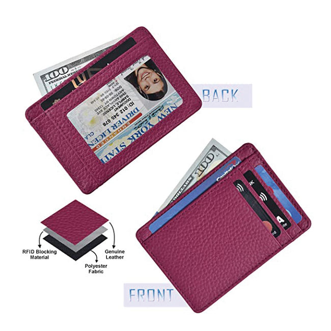 Männer Frauen RFID-blockierendes Kreditkarten-Leder-Etui, schlanke, minimalistische Vordertasche aus PU-Leder