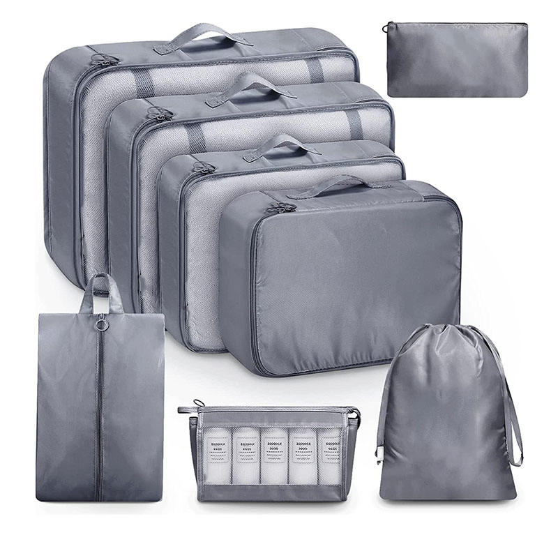 Benutzerdefinierte Logo-Komprimierung 8-teilige Packung Mesh-Kleider-Organizer Reisegepäck-Organizer-Set Verpackungswürfel