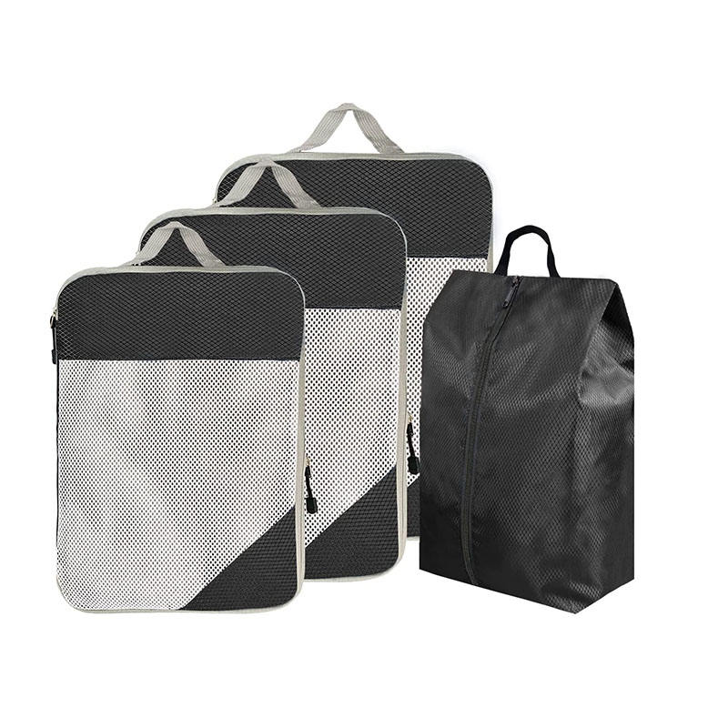 Multifunktionales schwarzes 4-teiliges Kompressions-Kleider-Organizer-Taschenset Reisewürfel Packwürfel für Gepäck
