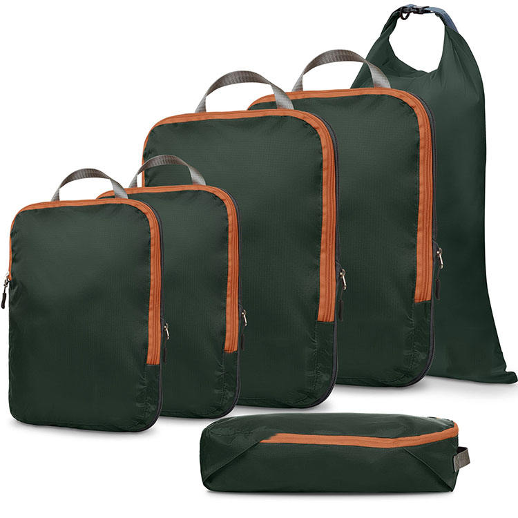 Recycelbarer Stoff Großhandel Gepäck Organizer 6-teiliges Taschenset Wandern Reisen RPET Packwürfel Kompression