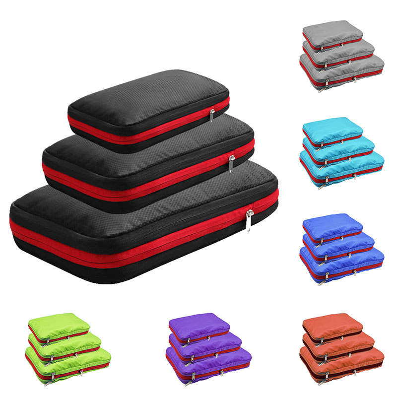 Beliebte 3 Sets Reise-Kompressions-Verpackungswürfel Erweiterbares Gepäckverpackungs-Organizer-Set mit großer Kapazität