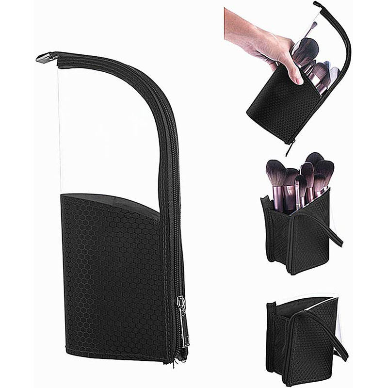 Make-up-Pinsel-Halter-Organizer, transparente Reise-Kosmetiktasche mit Reißverschluss, tragbarer Make-up-Pinsel-Beutel, professioneller Kulturbeutel
