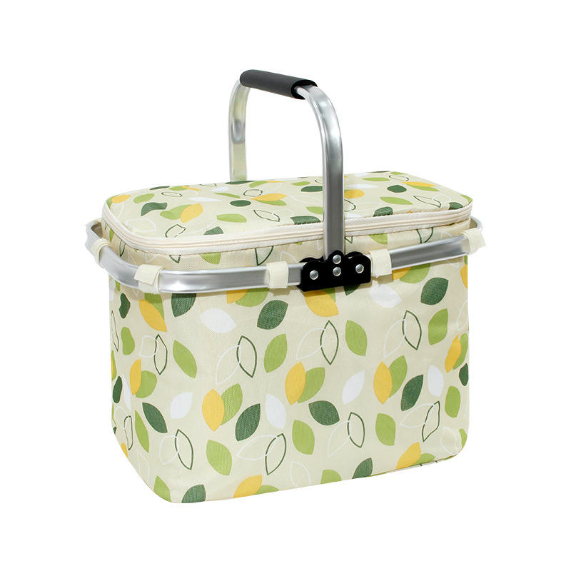 benutzerdefinierte billige zusammenklappbare Kühltaschen auslaufsicherer isolierter Picknickkorb mit Aluminiumrahmen