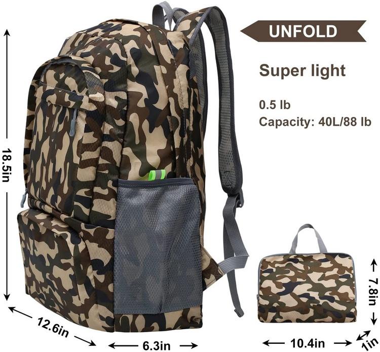 Faltbarer Reiserucksack wasserdichte leichte Falttasche Camouflage Casual Pack für Wandersport