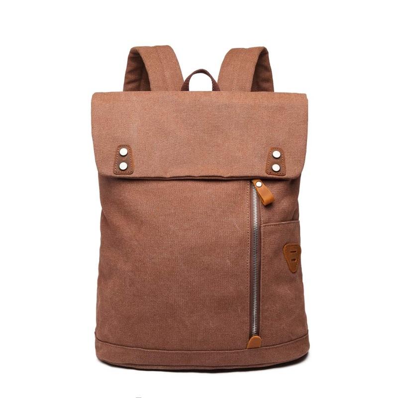 Multipockets Großer urbaner Vintage-Rucksack aus gewachstem Segeltuch College-Schule-Reise-Laptop-Rucksack Kinder mit seitlichen Flaschentaschen