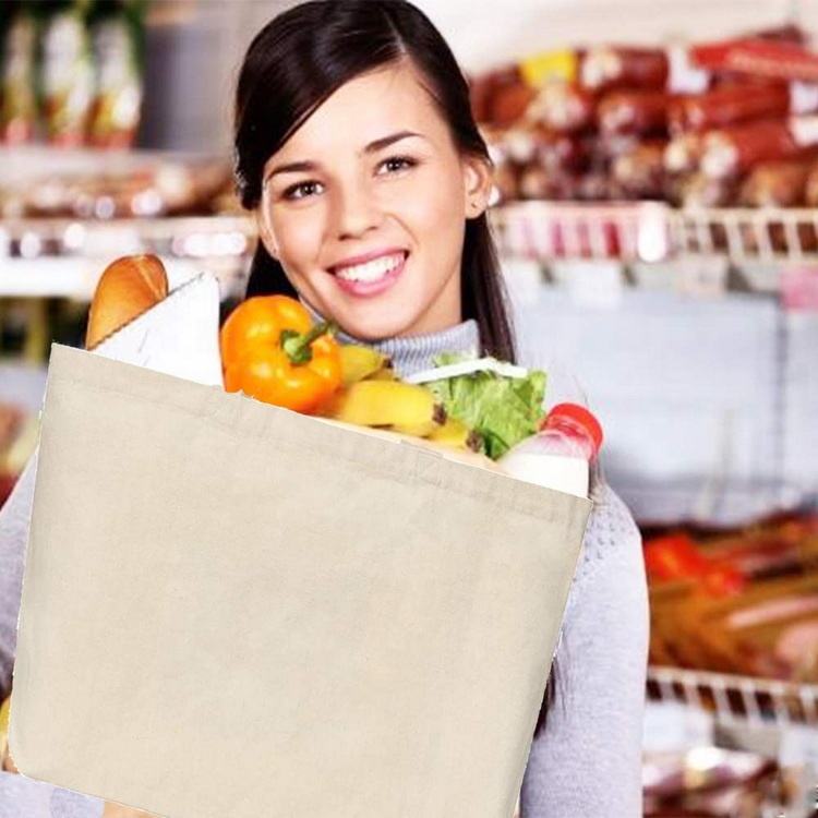 Große Kapazität individuell bedruckte Tragetasche Umhängetasche Werbe DIY leere Obst Gemüse Baumwollleinwand Tragetasche Einkaufstasche