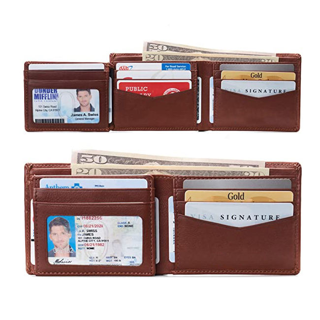 Werbeartikel billige Ledergeldbörsen für Herren PU-Leder dreifach gefaltete dünne Brieftasche RFID-Kreditkartenhalter-Geldbörse