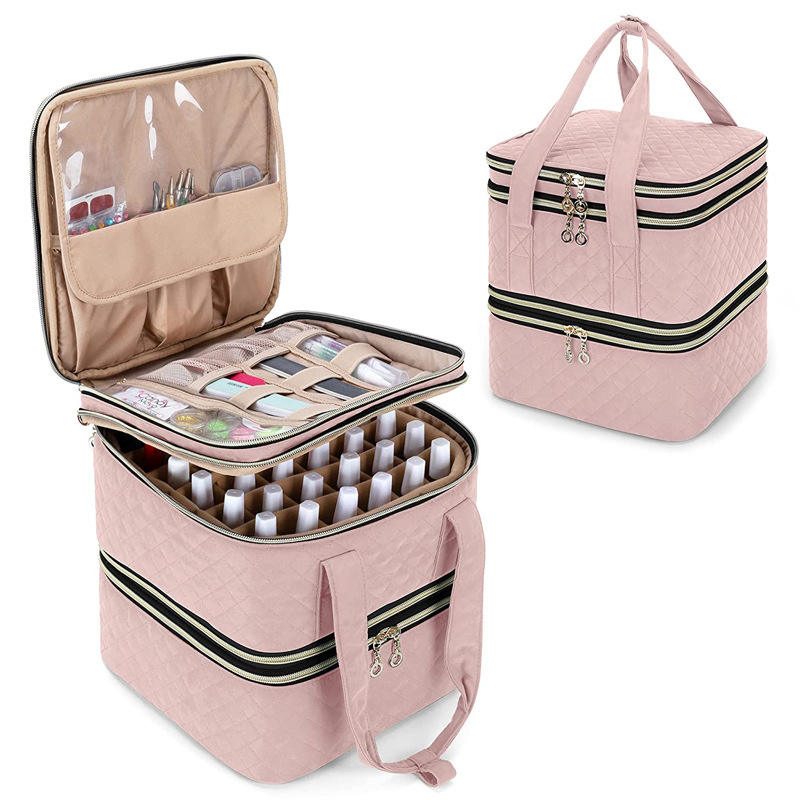 Benutzerdefiniertes Logo Make-up-Kosmetiktasche Frauen Reisen Kosmetik-Organizer Mädchen wasserdichte Kulturbeutel-Aufbewahrung mit verstellbaren Trennwänden