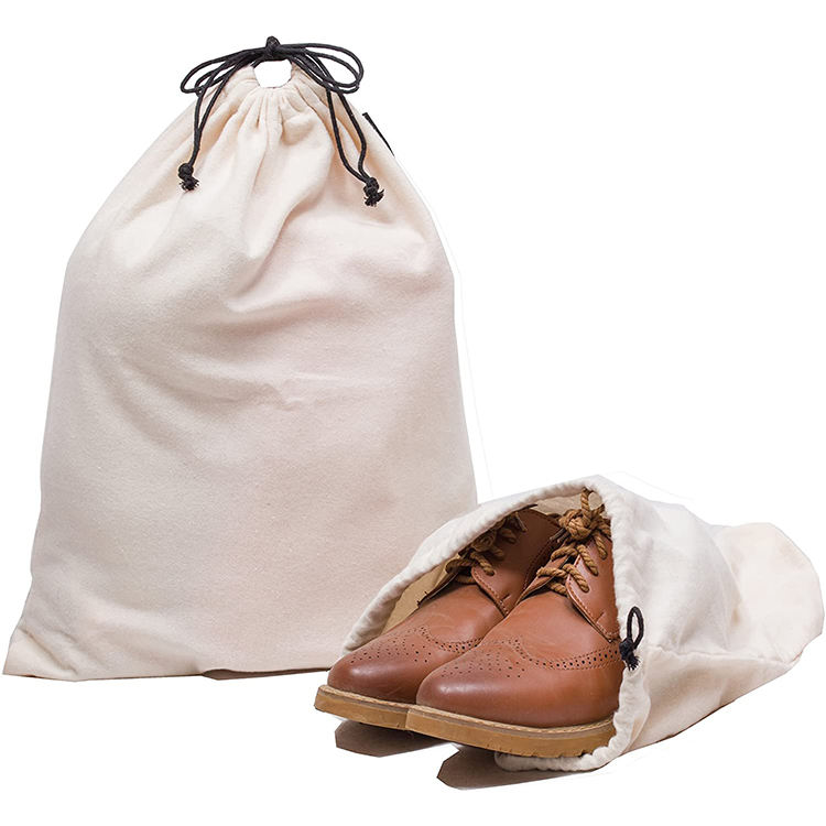 Großhandel recycelte benutzerdefinierte Größe staubdicht billig Stoff Schuhe Beutel Tasche Kordelzug Reise Schuh Baumwolltasche