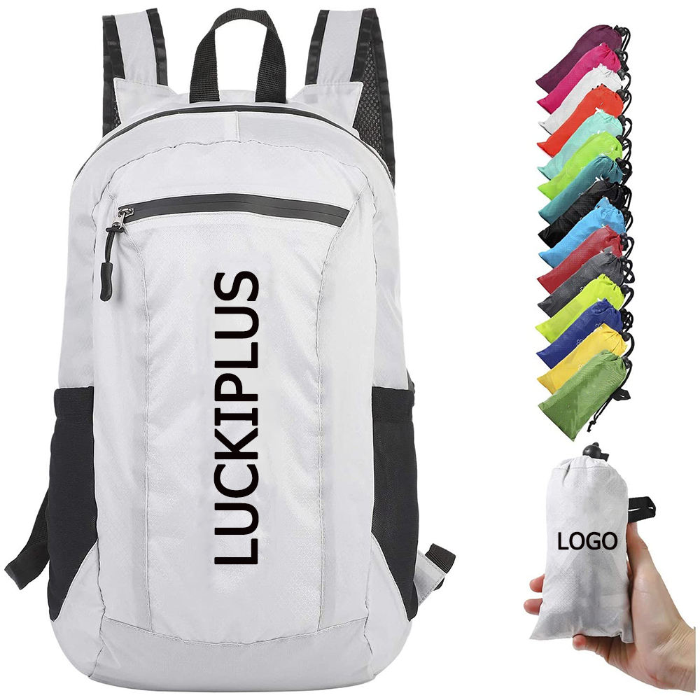 Custom Recycelter Plastikflaschenrucksack faltbarer Outdoor-Wander-Camping-Tagesrucksack Zusammenklappbar für Frauen und Männer