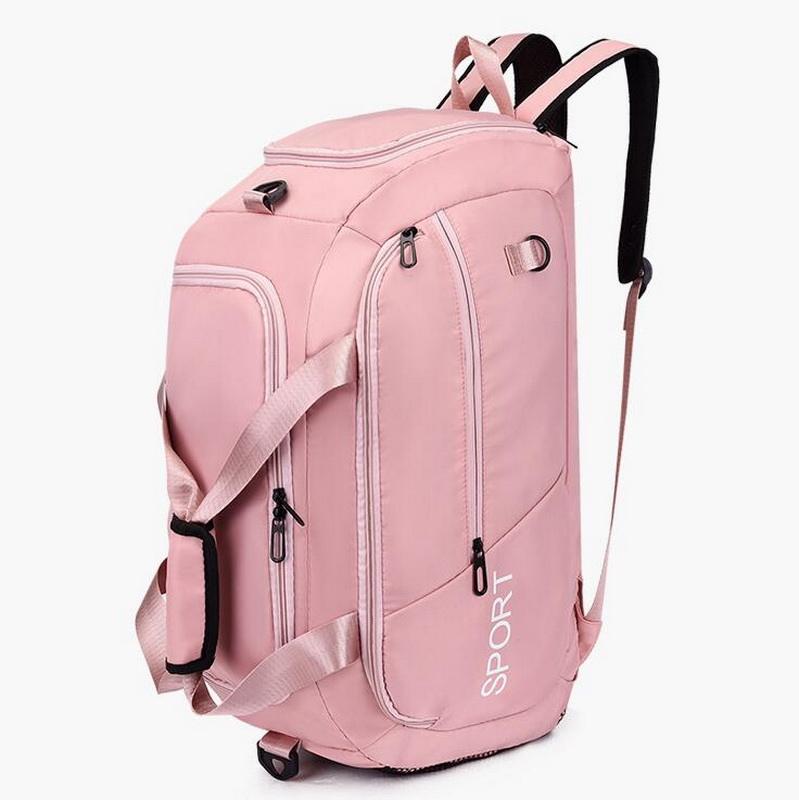Rosafarbener Reise-Duffle-Rucksack mit großem Fassungsvermögen, umwandelbare Yoga-Tanz-Wochenend-Aufbewahrungstasche Seesack