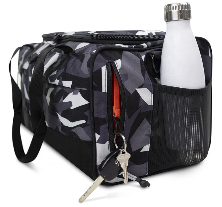 Wasserdichte Reisesporttasche für das Fitnessstudio im Freien, digitaler Volldruck, Männer, Schulter, Hand, Sportreisetasche