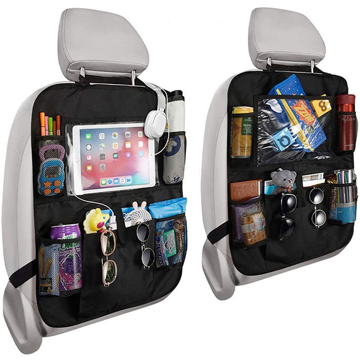 Auto-Organizer für Vorder- und Rücksitze, Netztaschen, Rückenlehnenschutz, Trittmatten, Autotasche, Kofferraum-Organizer mit Touchscreen