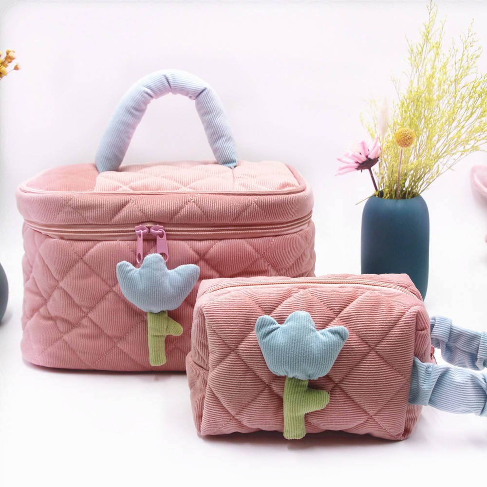 Cord Tulip große Kapazität INS Lovely Makeup Bag Tragbare Toilettenartikel-Kosmetiktaschen für Damen