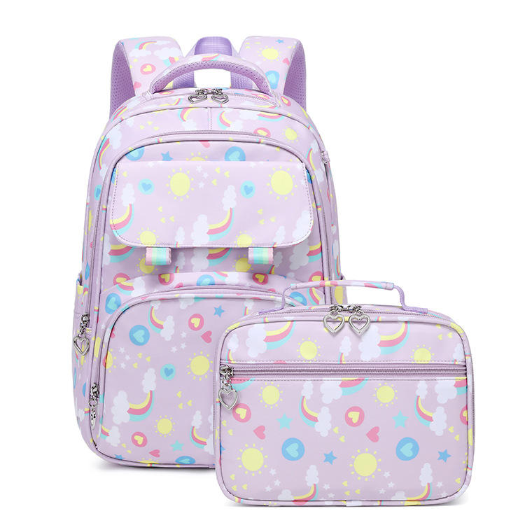 Amazon's New Cute Print Two-Piece Backpack Primary and Secondary School Students Waterproof Backpack Girl Bag