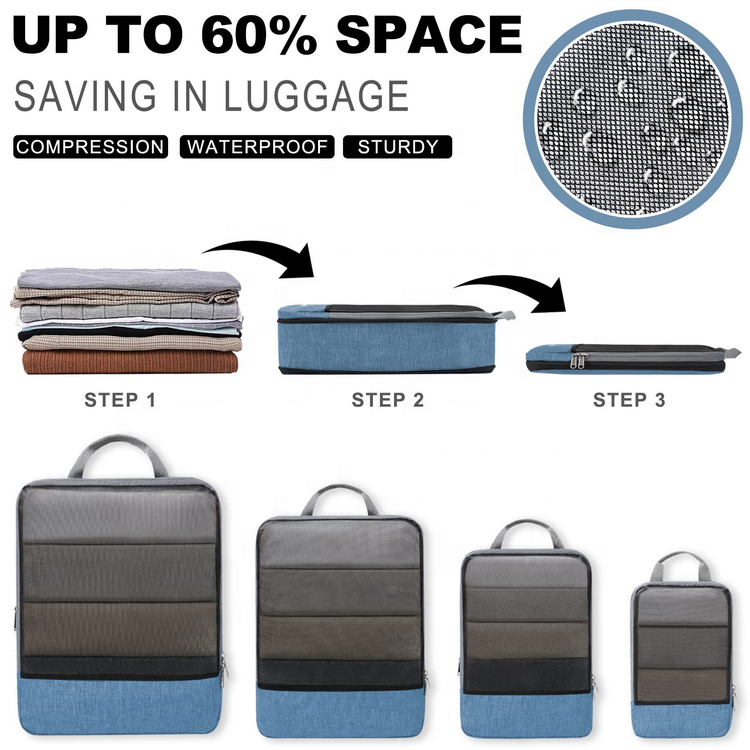tragbare Kompressionspackwürfel für Reisen, multifunktionales Outdoor-Camping-Tuch-Organizer-Gepäckpackwürfel-Set