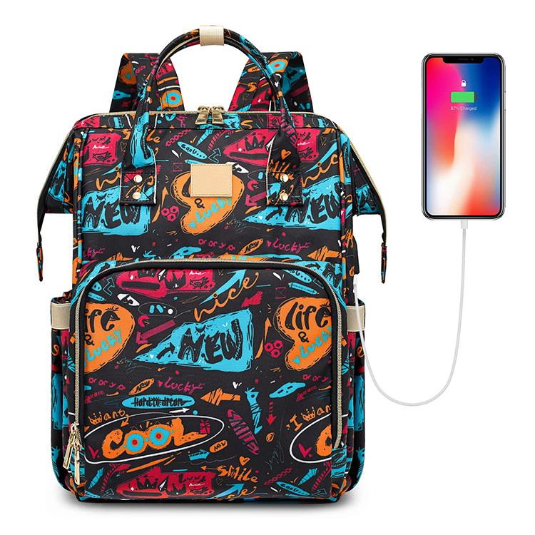 Amazon Neue wasserdichte Freizeit mit USB-Aufladung Lady Mummy Backpack Customized LOGO Backpack