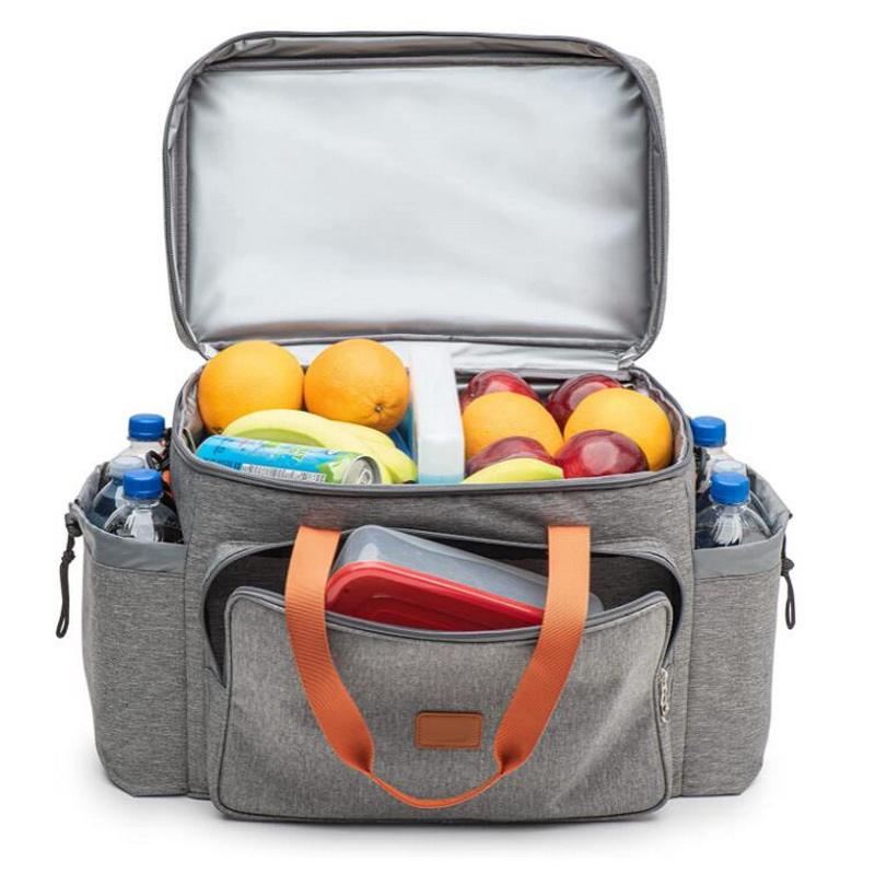 Große Reise-Picknick-Isoliertasche für die Zubereitung von Mahlzeiten, hochwertige Thermo-Isoliertaschen für das Mittagessen mit Flaschenhalter