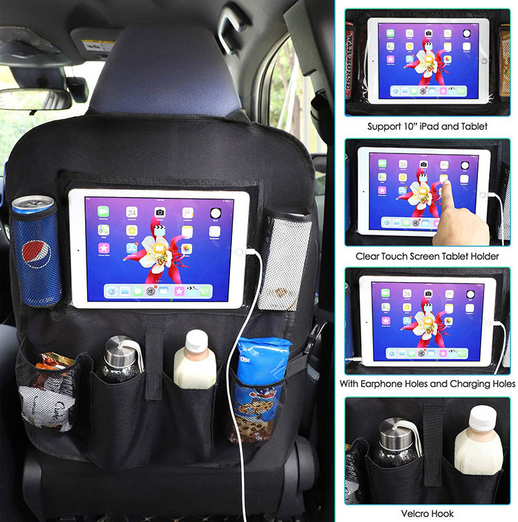 Auto-Organizer für Vorder- und Rücksitze, Netztaschen, Rückenlehnenschutz, Trittmatten, Autotasche, Kofferraum-Organizer mit Touchscreen