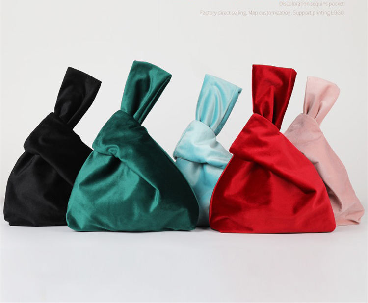 Passen Sie Mini Japanese Style Wind Sleeve Handheld Hand Vintage Velvet Handtasche Wrist Knot Bags für Frauen an