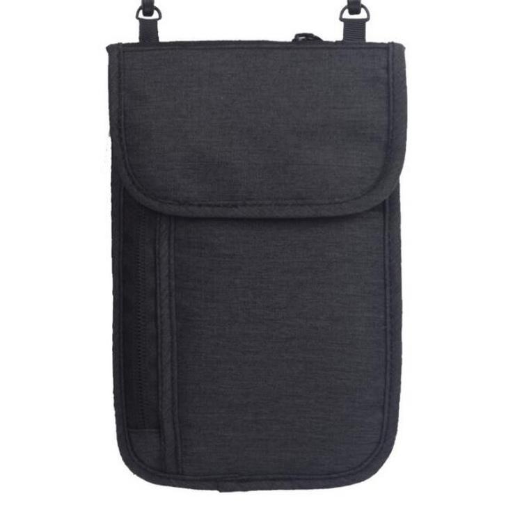 Benutzerdefinierte tragbare Reisetasche mit Trageriemen, Nackentasche mit RFID-blockierendem Reisepasshalter für Männer und Frauen