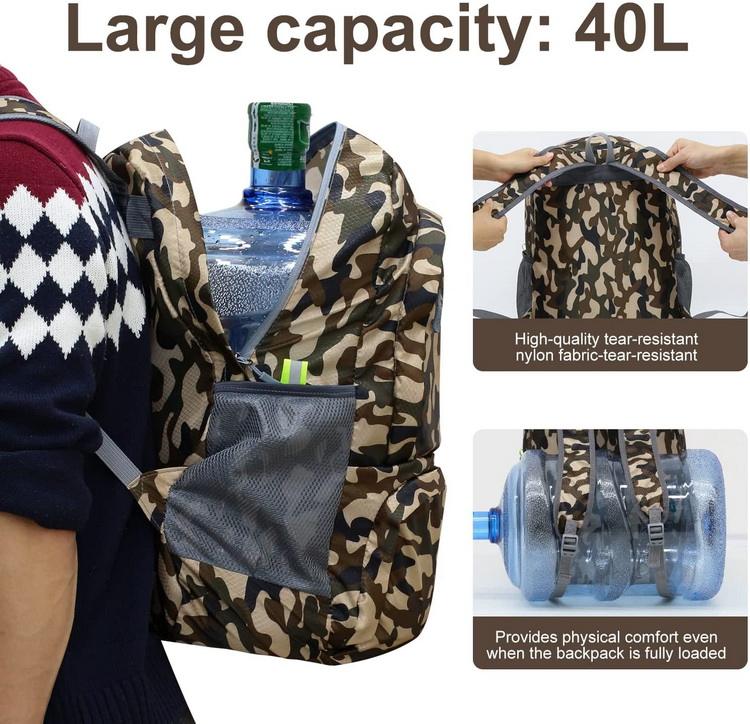 Faltbarer Reiserucksack wasserdichte leichte Falttasche Camouflage Casual Pack für Wandersport