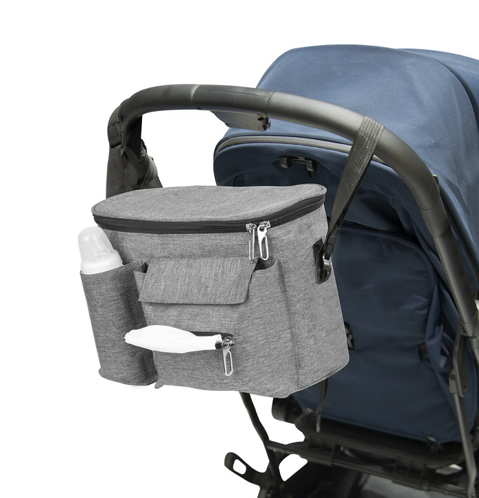 Kinderwagen-Organizer mit Getränkehalter und mehreren Taschen, hängender Windelflaschen-Spielzeug-Aufbewahrungs-Kinderwagen-Organizer