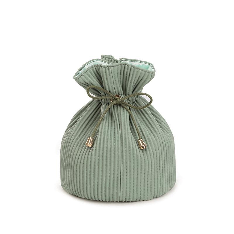 Reise-Kosmetiktasche aus blauem PU-Leder, benutzerdefinierte Farbe, privates Logo, Kosmetiktaschen, Kordelzug, Toilettenartikel, Aufbewahrung, Organizer für Mädchen