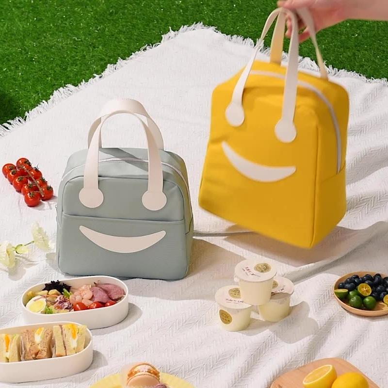 Niedliche Aluminiumfolie, grüne Kühltasche, kundenspezifische Farbe, isolierte thermische Mittagessen-Reißverschlusstaschen für Schulmädchen, Kinder mit Griff