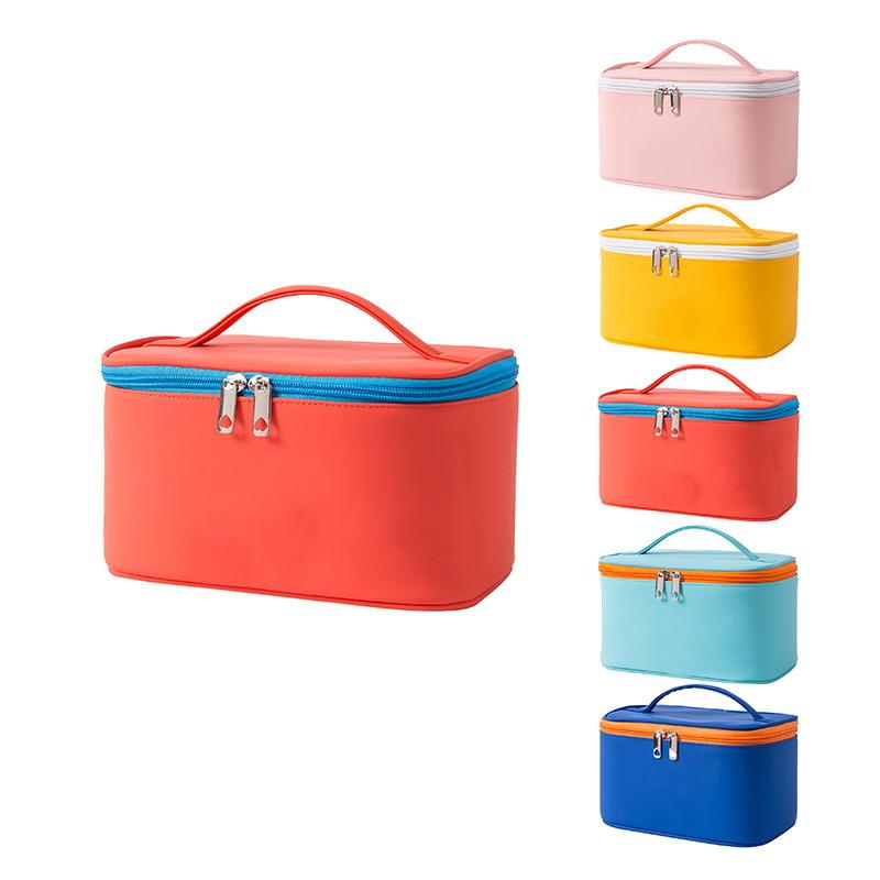 Multifunktionale Reise-Make-up-Aufbewahrung aus PU-Leder mit Reißverschluss, Make-up-Taschen, Kosmetiktasche mit Griff