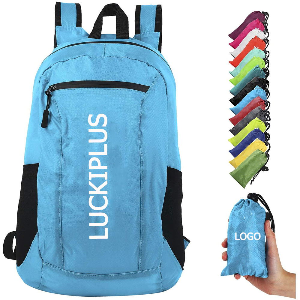 faltbarer Reiserucksack mit großem Fassungsvermögen, benutzerdefiniertes Logo, wasserdichter Nylon-Wanderrucksack, faltbare Reisetasche
