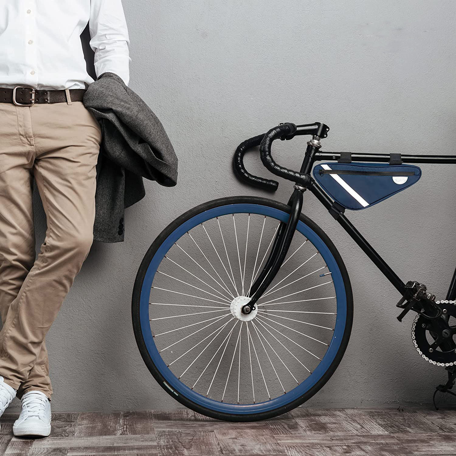 Wasserdichte, verschleißfeste, reflektierende Fahrrad-Vorderrad-Traversenrohr-Aufbewahrungstasche Dreieck-Fahrradrahmentasche