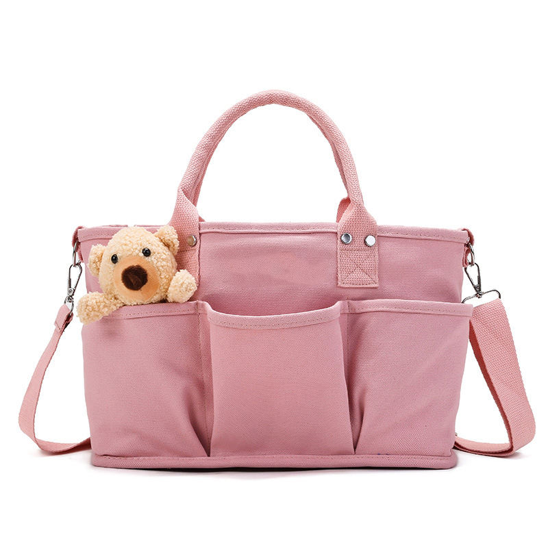 Herstellung benutzerdefinierte Baumwolle Baby Umhängetasche Leinwand Mama Handtasche Frauen große Kapazität Wochenendtasche