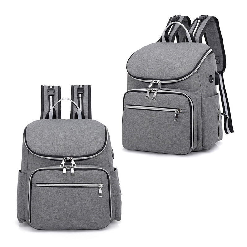 Wasserdichter Tagesrucksack, Wickeltasche, Babywickeltasche mit USB-Ladeanschluss, Kinderwagengurten und Flaschentasche