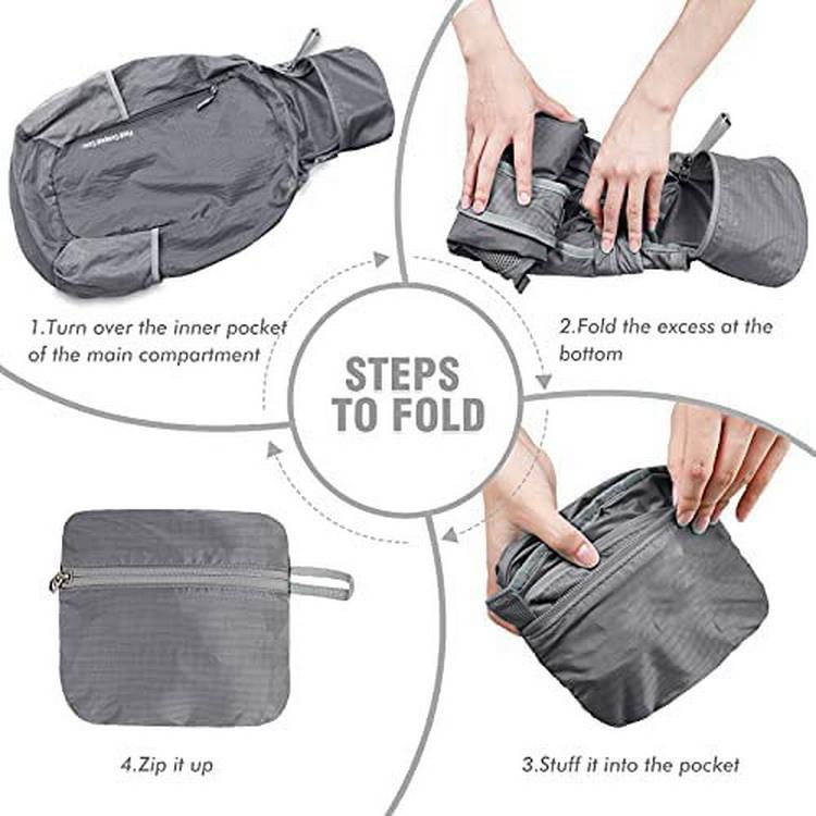 Einfach zu faltender, packbarer Rucksack, wasserdichte, leichte, faltbare Reisetasche, Werbe-Faltrucksack für Männer und Frauen