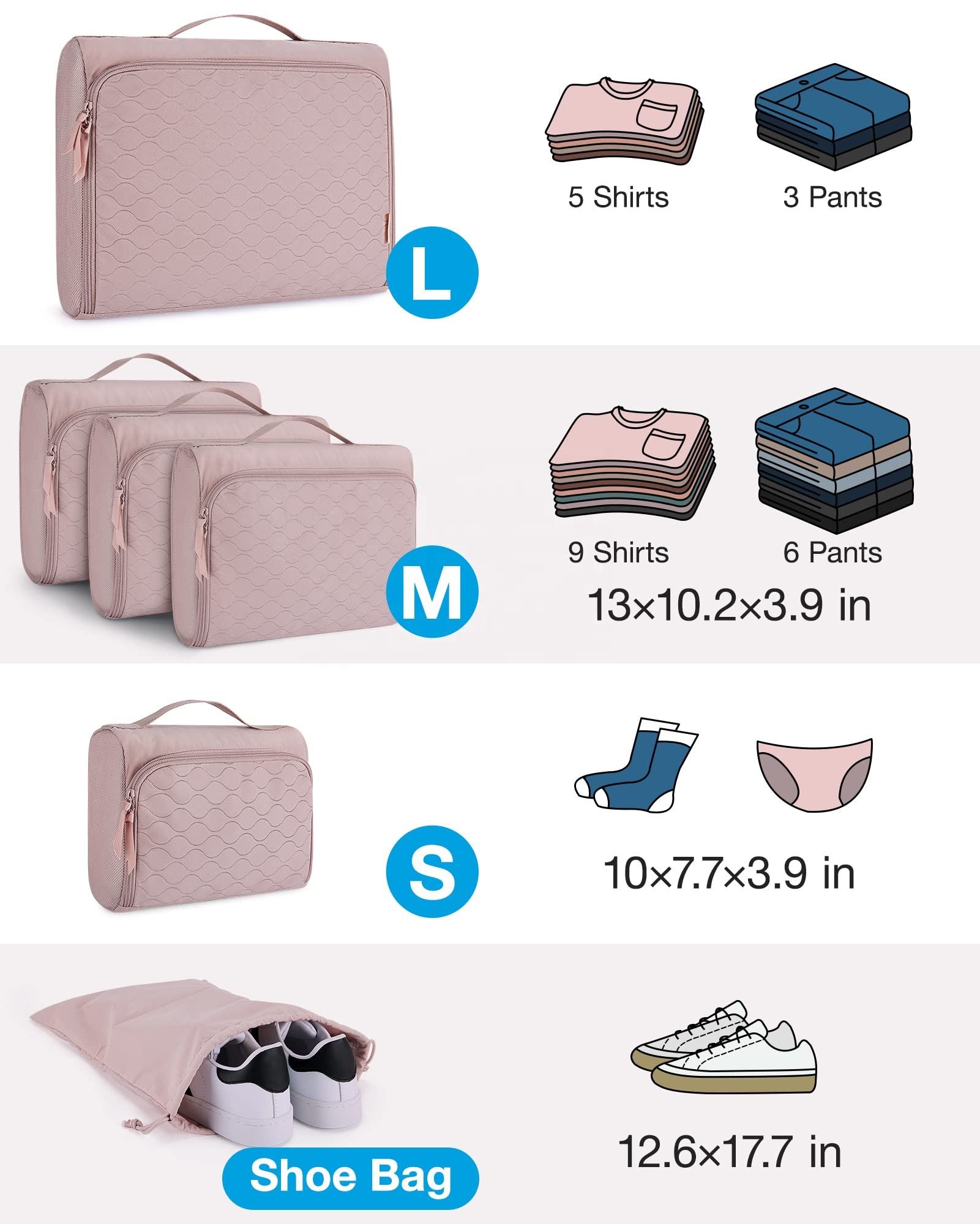 benutzerdefiniertes Logo 6-teiliges Reisetuch, Kofferwürfel, Gepäckorganisator, Taschen, Unterwäsche, Wochenend-Kompressionspackungswürfel für die Reise