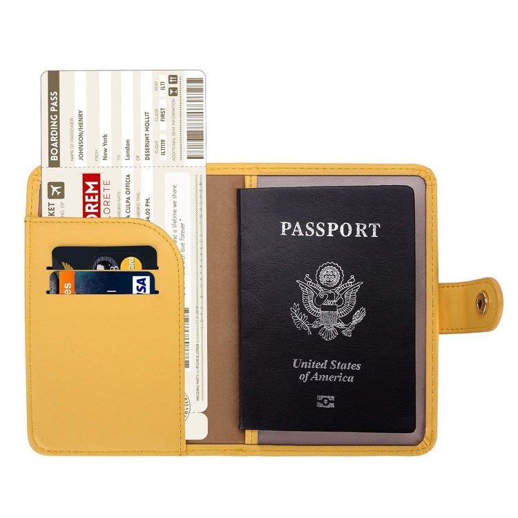 Anti-Diebstahl-PU-Leder-RFID-Kartenhalter-Flugzeug-Pass-Geldbörse