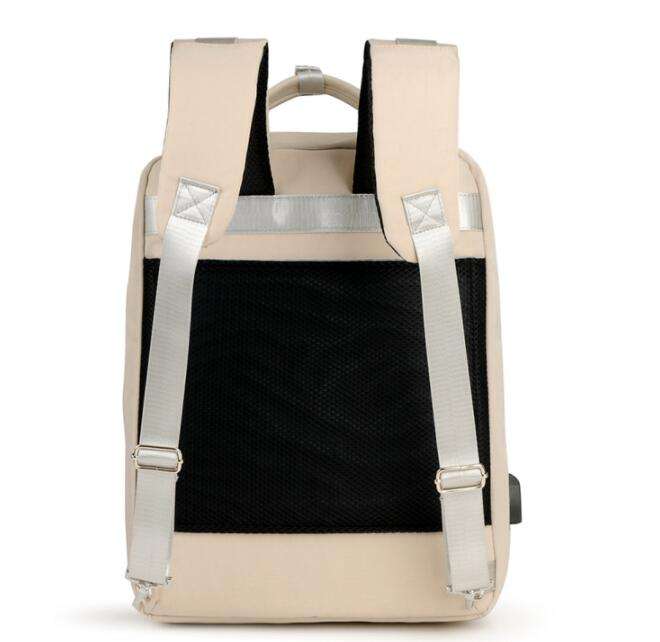 Stylischer wasserdichter Unisex-Mode-Stoffrucksack für College-Studenten-Tagesrucksack, schmaler Reise-USB-Handgepäck-Rucksack