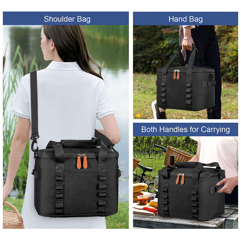 Schwarzes tragbares Strand-Picknick-Wandern-Lebensmittel-Isolierung-Wärmespeicher-Organisator-isolierte Taschen-Kühltasche