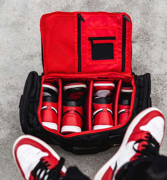 Premium Sneaker Duffel Reisesporttasche mit 3 verstellbaren Fachteilern für Schuhe, Kleidung und Fitnessstudio