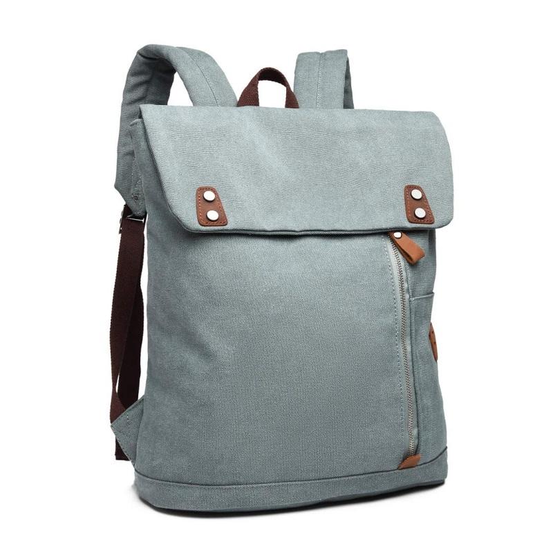 Multipockets Großer urbaner Vintage-Rucksack aus gewachstem Segeltuch College-Schule-Reise-Laptop-Rucksack Kinder mit seitlichen Flaschentaschen