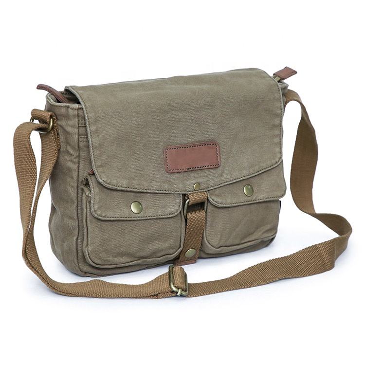 Custom Logo Canvas Crossbody Single Schultergurt Reißverschluss Wandern 9,7 Zoll Pad Herren Messenger Bags