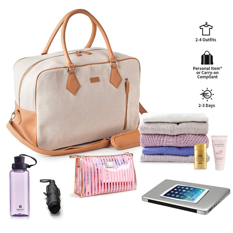 Hochwertige Luxus-PU-Ledergriff-Frauen-Wochenend-Reise-Seesack-Einkaufstasche mit Laptop-Fach
